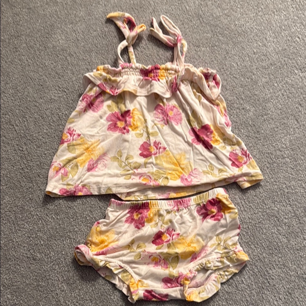 Floral Baby Outfit with Pink and Yellow Flowers